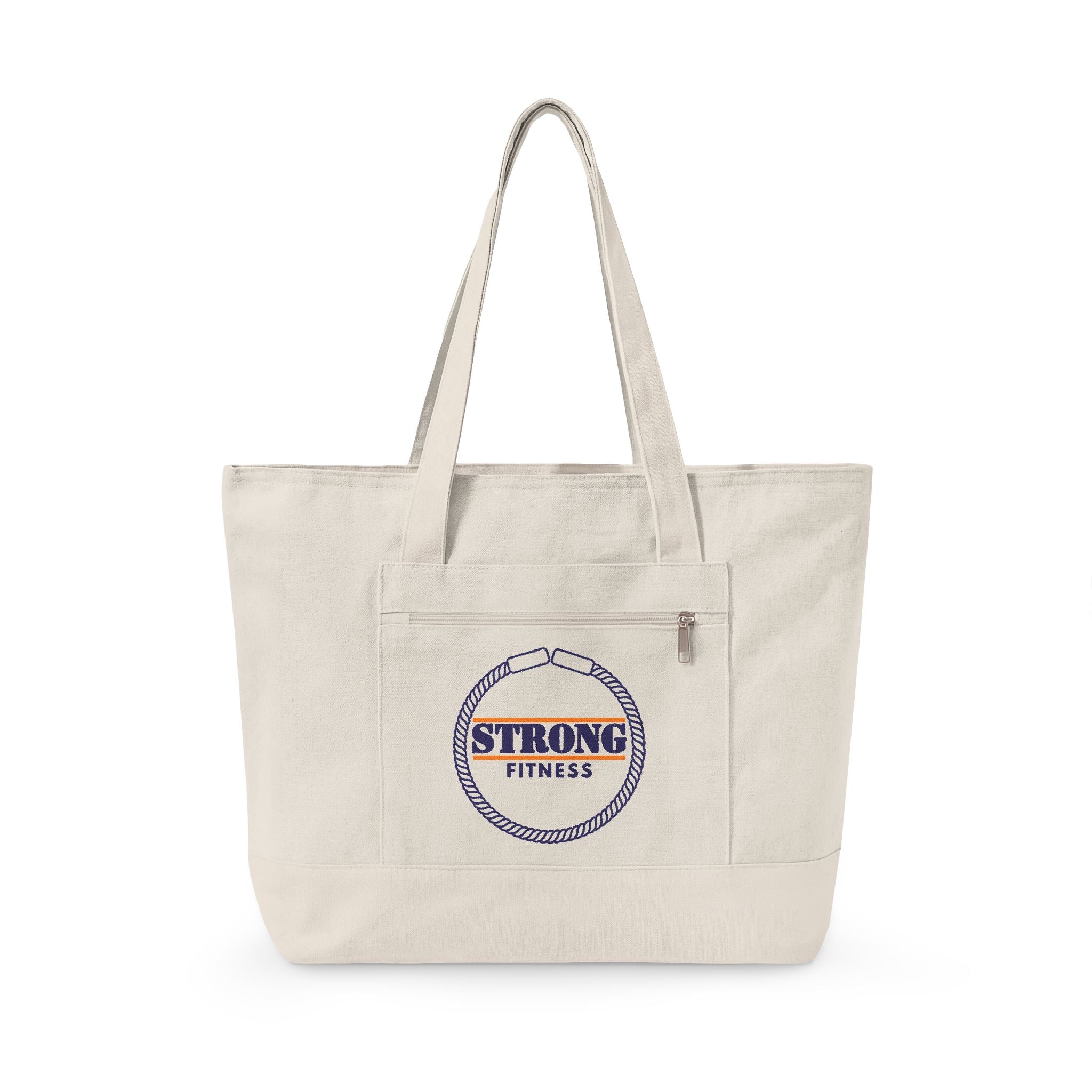 Strong Fitness Canvas Tote - Zippered Gym Tote Bag