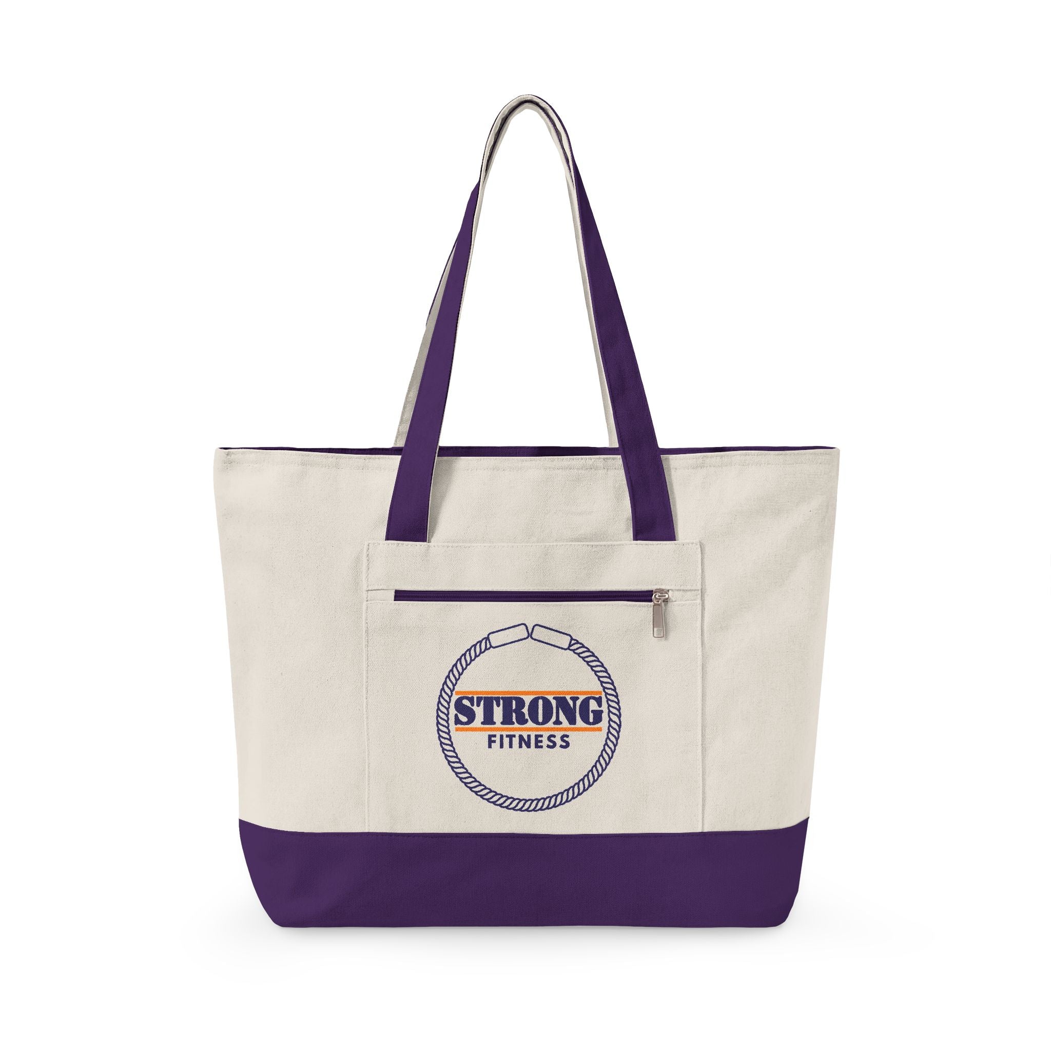 Strong Fitness Canvas Tote - Zippered Gym Tote Bag