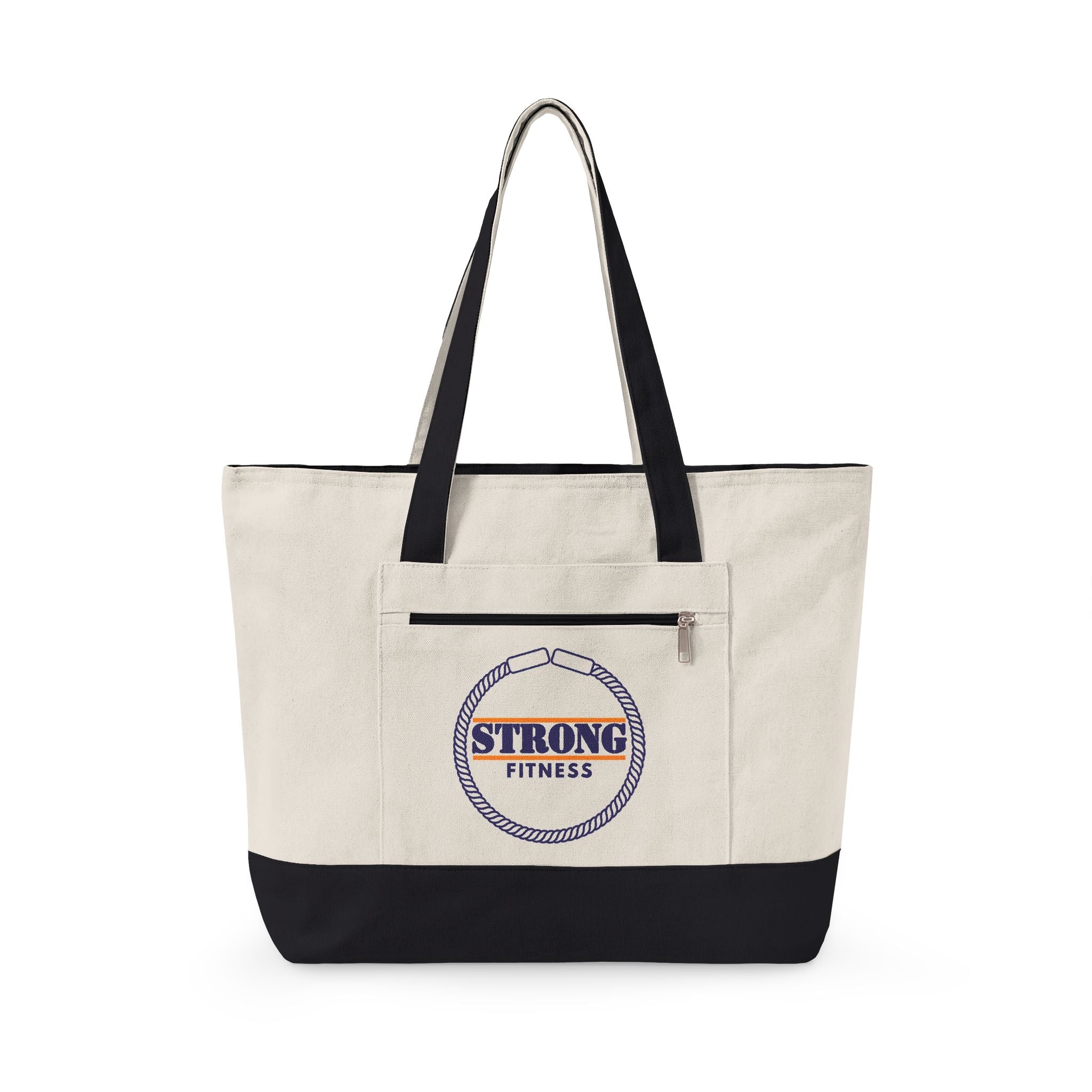 Strong Fitness Canvas Tote - Zippered Gym Tote Bag