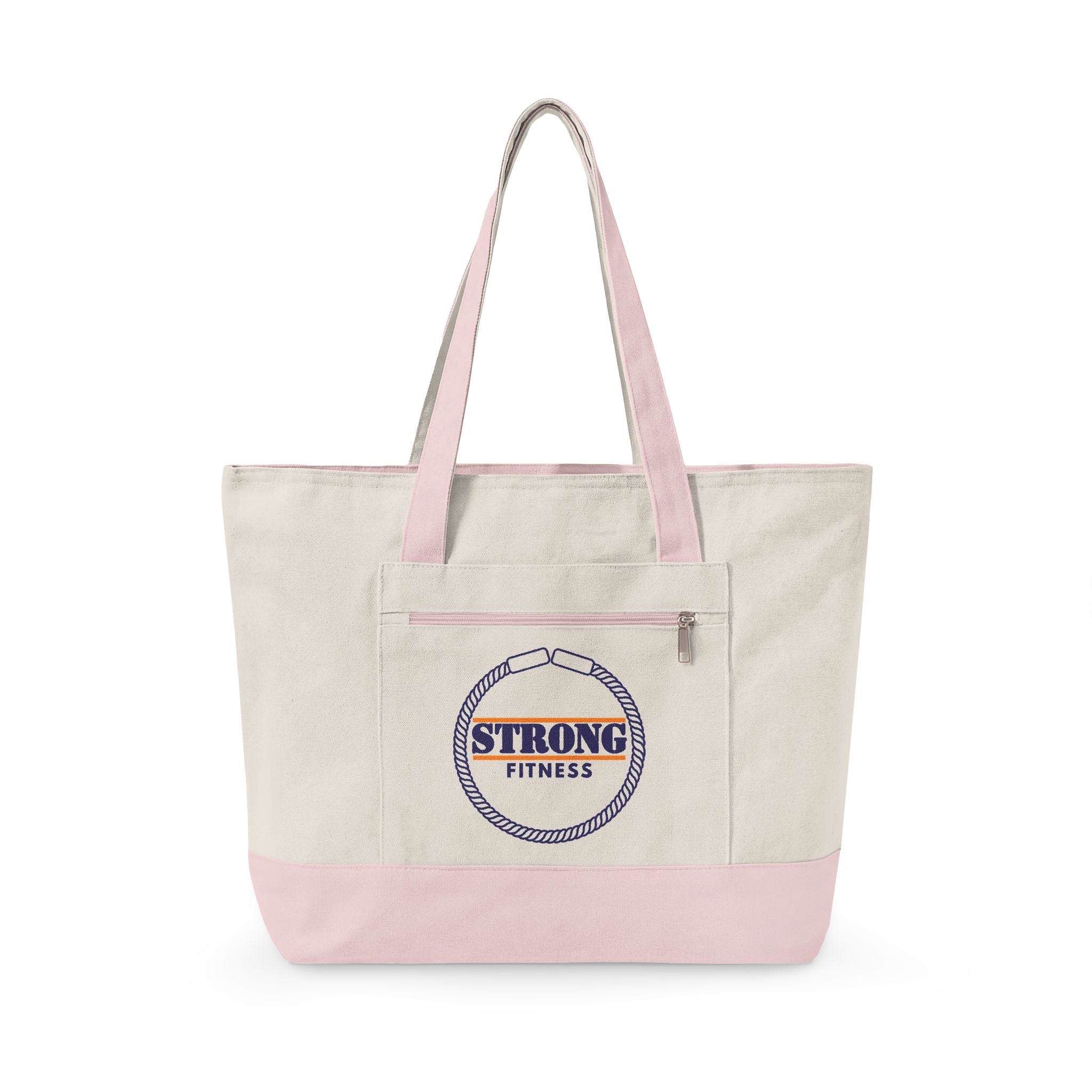 Strong Fitness Canvas Tote - Zippered Gym Tote Bag