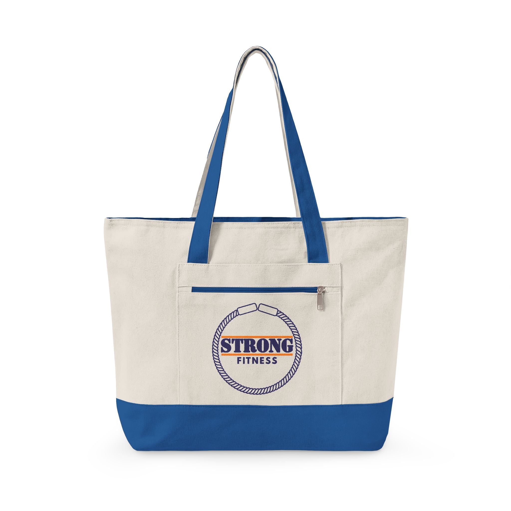Strong Fitness Canvas Tote - Zippered Gym Tote Bag